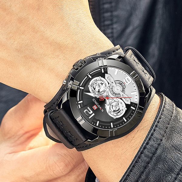brand naviforce men's black sports watches leather waterproof clock men analog quartz business wrist watch relogio masculino, Slivery;brown
brand naviforce men's black sports watches leather waterproof clock men analog quartz business wrist watch relogio masculino, Slivery;brown