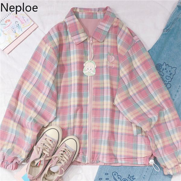 neploe japanese plaid coat long sleeve zipper rainbow jacket 2019 autumn both sides wear jackets women causal cardigan 54395, Black;brown
neploe japanese plaid coat long sleeve zipper rainbow jacket 2019 autumn both sides wear jackets women causal cardigan 54395, Black;brown