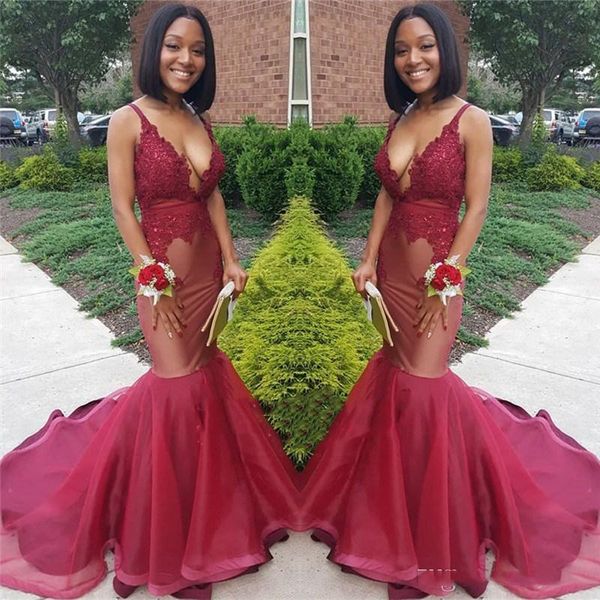 2019 new sell burgundy prom dresses see through tulle ruffles sweep train evening gowns with appliques spaghetti straps, Black
2019 new sell burgundy prom dresses see through tulle ruffles sweep train evening gowns with appliques spaghetti straps, Black