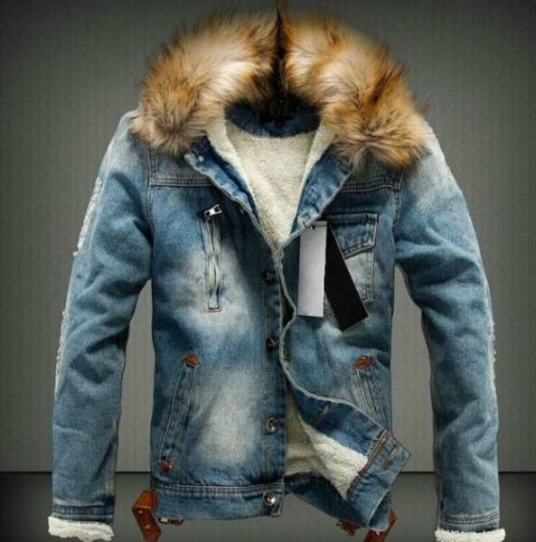 mens washed winter jean jackets autumn thick fur designer coats long sleeved single breasted jacket male clothing, Black;brown
mens washed winter jean jackets autumn thick fur designer coats long sleeved single breasted jacket male clothing, Black;brown