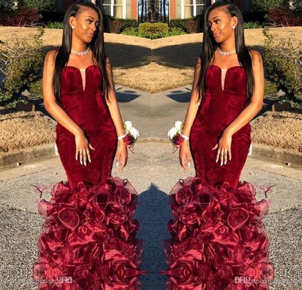african burgundy mermaid evening dresses sweetheart velvet ruffles organza floor length ruffled formal dress evening wear party gowns, Black;red
african burgundy mermaid evening dresses sweetheart velvet ruffles organza floor length ruffled formal dress evening wear party gowns, Black;red