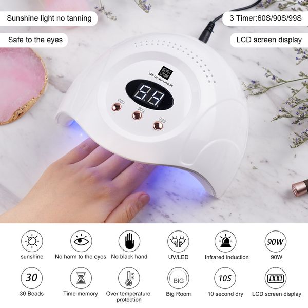 led uv 90w nail nail dryer machine curing gel polish lamp light curing manicure machine art led lamp
led uv 90w nail nail dryer machine curing gel polish lamp light curing manicure machine art led lamp