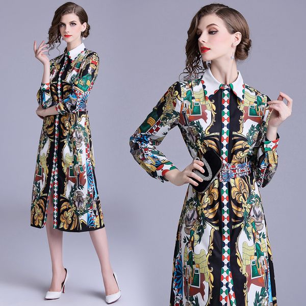 luxury print vintage casual shirt dress women autumn dress runway designer dresses women fashion 2019 robe femme, Black;gray
luxury print vintage casual shirt dress women autumn dress runway designer dresses women fashion 2019 robe femme, Black;gray