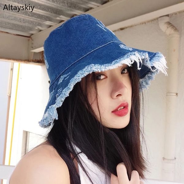 bucket hats women sun shading outdoor summer simple tassel washed denim fisherman hat womens korean style all-match casual chic, Blue;gray
bucket hats women sun shading outdoor summer simple tassel washed denim fisherman hat womens korean style all-match casual chic, Blue;gray