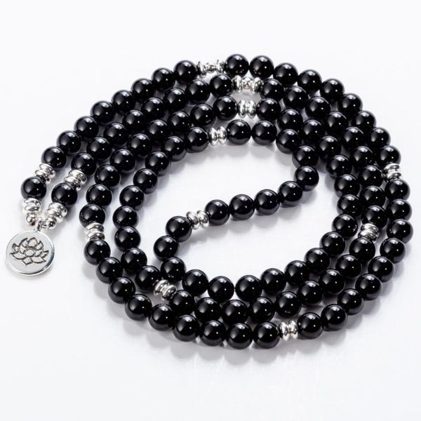 108 beaded natural stones mala buddha lotus tree chakra yoga couple charmed stretchy strand bracelets, Black
108 beaded natural stones mala buddha lotus tree chakra yoga couple charmed stretchy strand bracelets, Black
