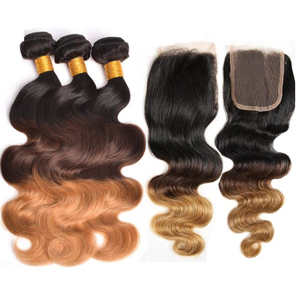 1b/4/27 malaysian body wave bundles with closure ombre human hair 3 bundles with 4x4'' lace closure closure remy hair extension be, Black;brown
1b/4/27 malaysian body wave bundles with closure ombre human hair 3 bundles with 4x4'' lace closure closure remy hair extension be, Black;brown