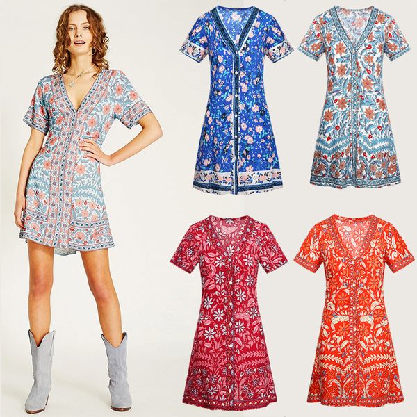 women boho mini dresses summer 2020 v neck floral print beach holiday short sleeve bandage a line dress wrap sundress robe, Black;gray
women boho mini dresses summer 2020 v neck floral print beach holiday short sleeve bandage a line dress wrap sundress robe, Black;gray