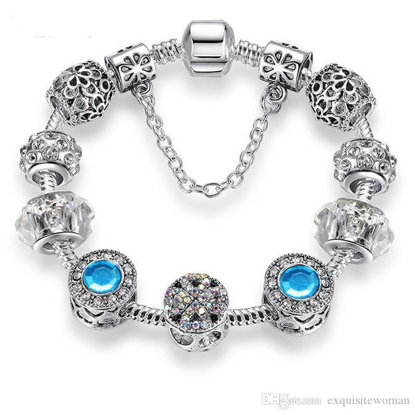 european retro silver plated crystal clover charm bracelet women's diy pandora boutique beaded bracelet jewelry gift, Golden;silver
european retro silver plated crystal clover charm bracelet women's diy pandora boutique beaded bracelet jewelry gift, Golden;silver