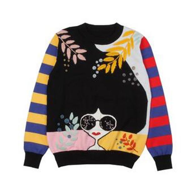 2020 new fashion casual women autumn winter embroidery leaf stripe beading sunglasses girl long sleeve sweaters pullover designer sweater, White;black
2020 new fashion casual women autumn winter embroidery leaf stripe beading sunglasses girl long sleeve sweaters pullover designer sweater, White;black