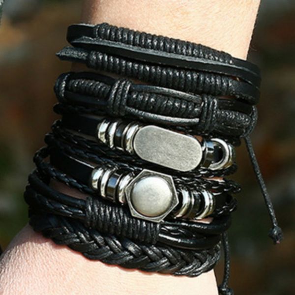 cibocibo hiphop bracelet men a set punk leather braided rope wristband bracelet men fashion pulseras gifts armband, Golden;silver
cibocibo hiphop bracelet men a set punk leather braided rope wristband bracelet men fashion pulseras gifts armband, Golden;silver