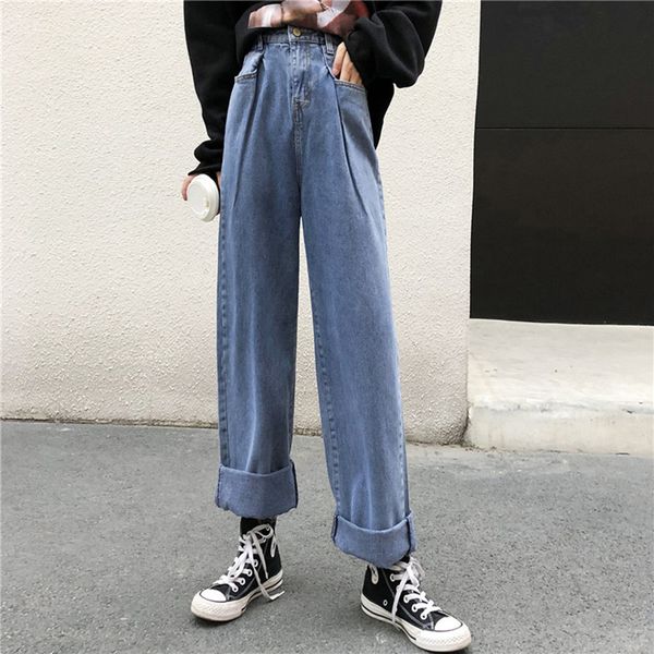 wide leg pants jeans loose vintage woman autumn bleached casual boyfriend curl denim oversized high waist jeans pockets v972, Blue
wide leg pants jeans loose vintage woman autumn bleached casual boyfriend curl denim oversized high waist jeans pockets v972, Blue