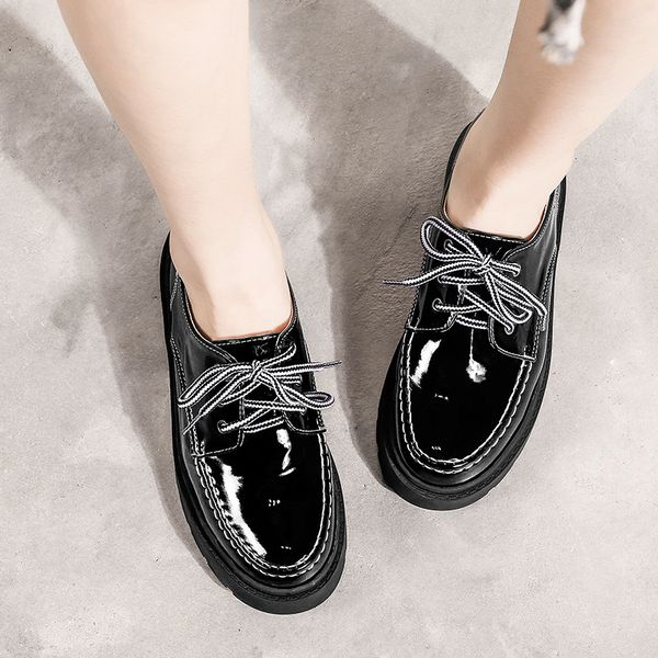 preppy sewing creepers shoes woman lace-up oxfords muffins thicken bottomed moccasin female matte&japanned leather bullock shoes, Black
preppy sewing creepers shoes woman lace-up oxfords muffins thicken bottomed moccasin female matte&japanned leather bullock shoes, Black