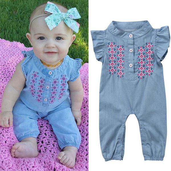 0-24m newborn baby girl embroidery romper fly sleeve denim clothes cute bebes summer outfit sunsuit jumpsut, Blue
0-24m newborn baby girl embroidery romper fly sleeve denim clothes cute bebes summer outfit sunsuit jumpsut, Blue