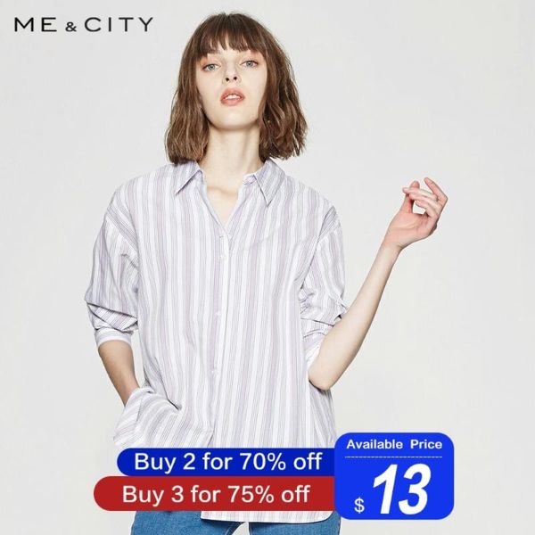 women's blouses & shirts me&city vertical stripes fashion long sleeve cotton blouse casual loose small fresh female, White
women's blouses & shirts me&city vertical stripes fashion long sleeve cotton blouse casual loose small fresh female, White