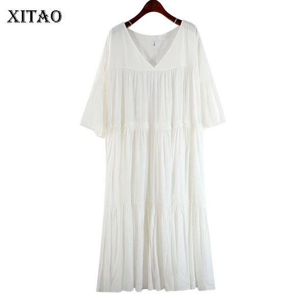 xitao drawstring waist draped dress women 2020 summer casual fashion style elegant v neck flare sleeve plus size dress zp1148, White;black
xitao drawstring waist draped dress women 2020 summer casual fashion style elegant v neck flare sleeve plus size dress zp1148, White;black