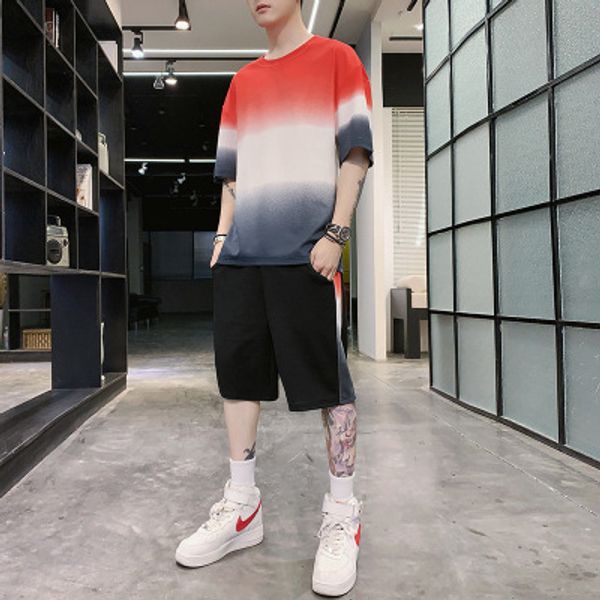 men tracksuit set summer fashion sport suit short sleeve t-shirt+shorts 2pieces male bermuda masculina gradient for men clothing, Gray
men tracksuit set summer fashion sport suit short sleeve t-shirt+shorts 2pieces male bermuda masculina gradient for men clothing, Gray