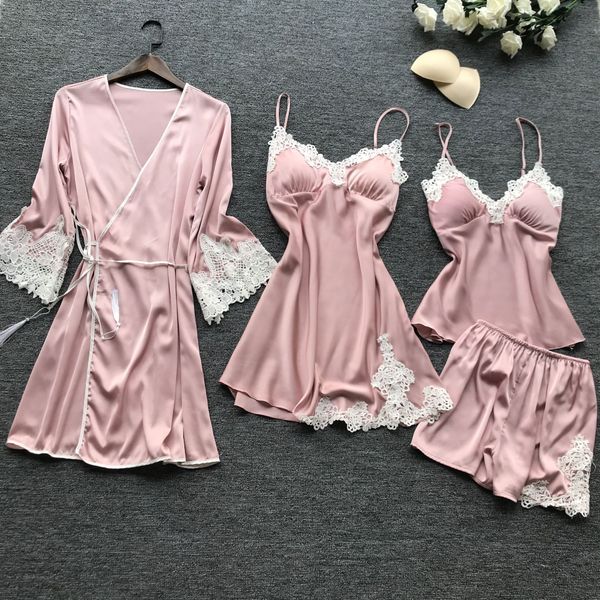 2019 summer new 4 pcs stain lace women pajamas spaghetti strap with chest pad nightgown, Black;red
2019 summer new 4 pcs stain lace women pajamas spaghetti strap with chest pad nightgown, Black;red