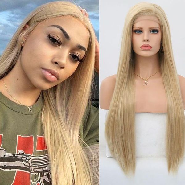 blonde wigs long straight hair synthetic lace front wig heat resistant side part glueless wigs for women, Black;brown
blonde wigs long straight hair synthetic lace front wig heat resistant side part glueless wigs for women, Black;brown
