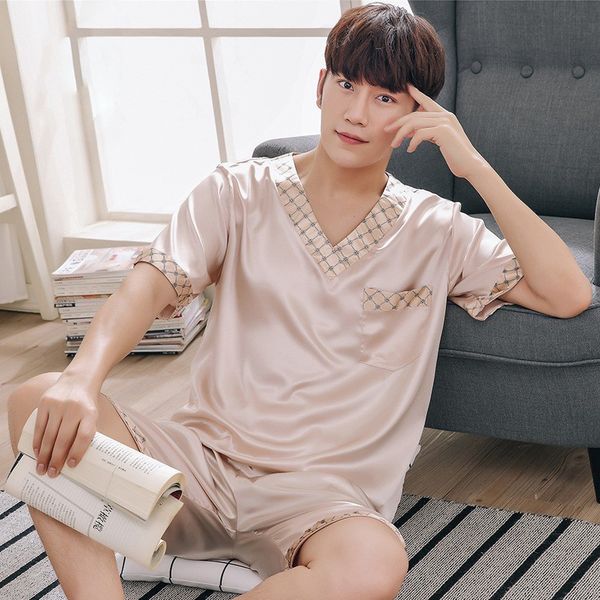 men pyjama set summer silk men pajama suit short sleeve solid pajama male sleepwear spring pijama man nightgown, Black;brown
men pyjama set summer silk men pajama suit short sleeve solid pajama male sleepwear spring pijama man nightgown, Black;brown