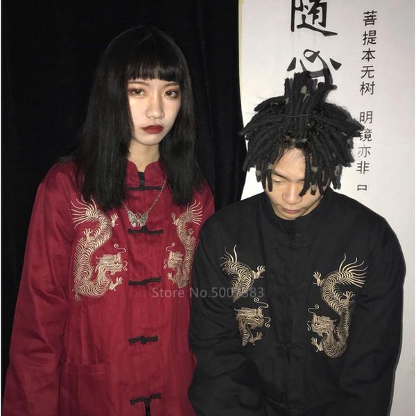2020 chinese traditional clothes dragon embroidery tang suit jacket for women men streeatwear kimono vintage blouse couples' top, Red
2020 chinese traditional clothes dragon embroidery tang suit jacket for women men streeatwear kimono vintage blouse couples' top, Red