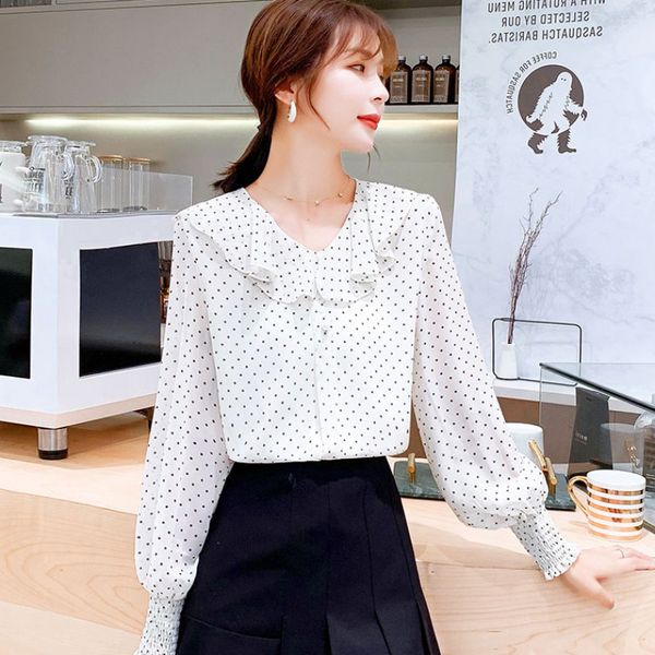 women polka dot and blouses chiffon summer celmia autumn long sleeve casual shirts retro loose office female party blusas, White
women polka dot and blouses chiffon summer celmia autumn long sleeve casual shirts retro loose office female party blusas, White