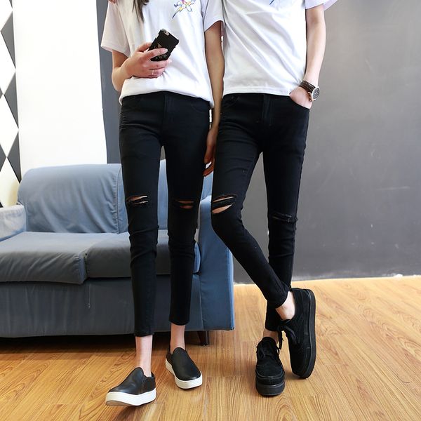 spring hole jeans men and women slim pants men korean fashion black beggar pants student, Blue
spring hole jeans men and women slim pants men korean fashion black beggar pants student, Blue