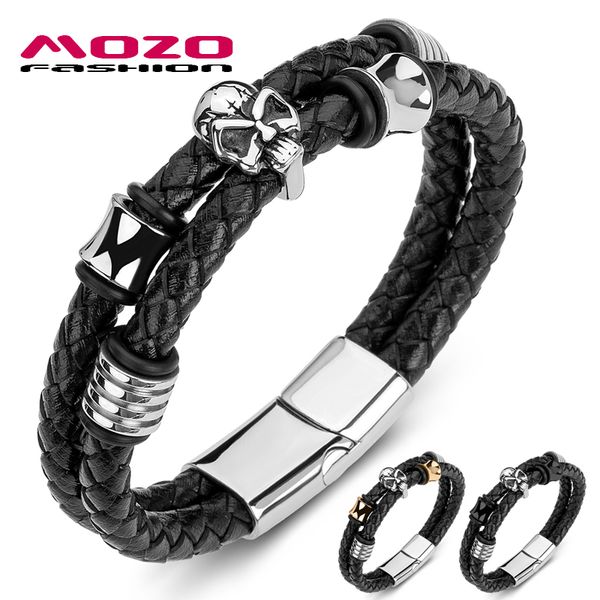 male bracelet braided leather rope chain stainless steel domineering skull punk bangle skeleton jewelry, Golden;silver
male bracelet braided leather rope chain stainless steel domineering skull punk bangle skeleton jewelry, Golden;silver