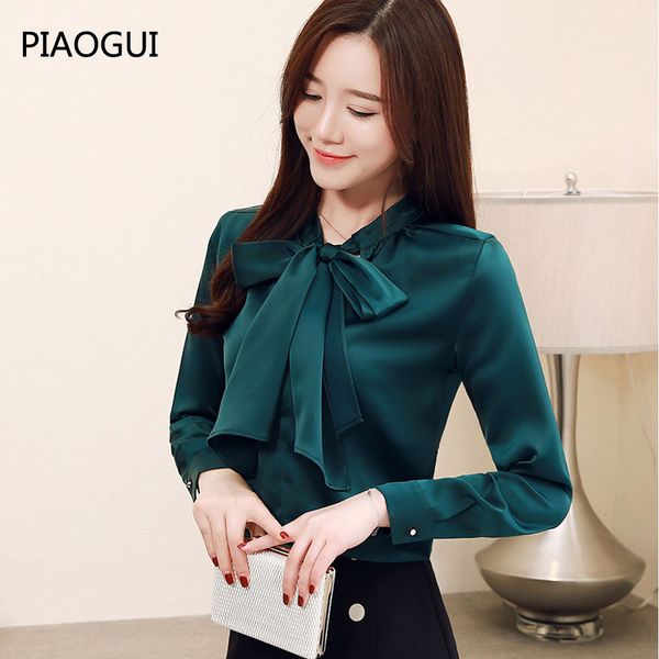 women's shirts blouses 2019 spring new fashion temperament long-sleeved bow tie solid color lady shirt blouses, White
women's shirts blouses 2019 spring new fashion temperament long-sleeved bow tie solid color lady shirt blouses, White