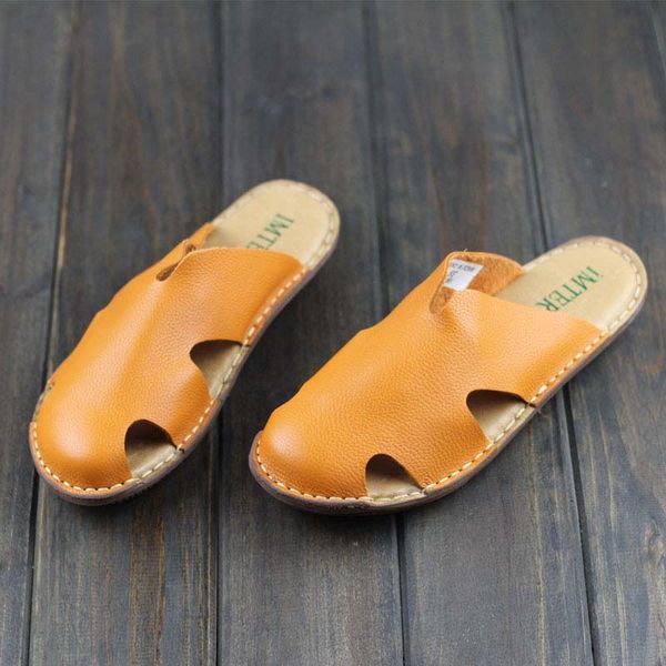 handmade leather shoes flat slippers first layer leather casual word sandals and slippers flat, Black
handmade leather shoes flat slippers first layer leather casual word sandals and slippers flat, Black