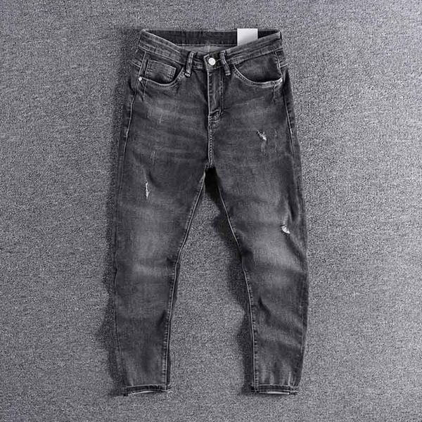 2020 grey black and worn slim leggings fashion brand personality cat with holes jeans young men's cropped pants 0295, Blue
2020 grey black and worn slim leggings fashion brand personality cat with holes jeans young men's cropped pants 0295, Blue