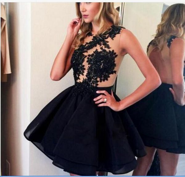 2020 short cocktail dresses litter black dress jewel illusion neck lace appliques mini prom dresses open back party dress homecoming gowns, Red
2020 short cocktail dresses litter black dress jewel illusion neck lace appliques mini prom dresses open back party dress homecoming gowns, Red