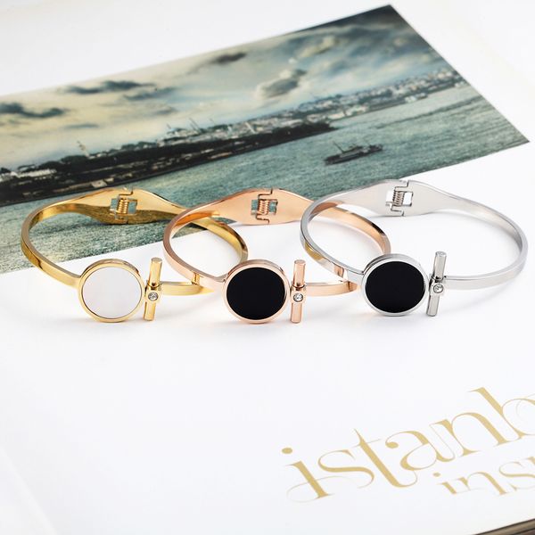 brand bangle big circle shell and enamel woman bracelet & bangle stainless steel spring open love jewelry for women, Black
brand bangle big circle shell and enamel woman bracelet & bangle stainless steel spring open love jewelry for women, Black