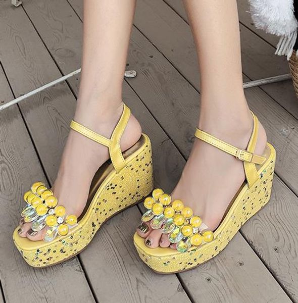 glitter yellow white crystal rhinestone sandals women platform wedges heels designer shoes 2020 size 34 to 40 tradingbear, Black
glitter yellow white crystal rhinestone sandals women platform wedges heels designer shoes 2020 size 34 to 40 tradingbear, Black