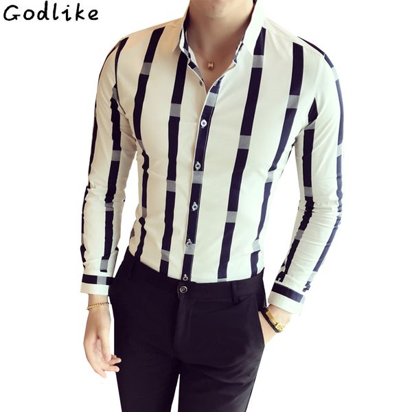 autumn wide stripe shirt men fashion 2018 long sleeve british style slim fit male casual social night club work shirt, White;black
autumn wide stripe shirt men fashion 2018 long sleeve british style slim fit male casual social night club work shirt, White;black