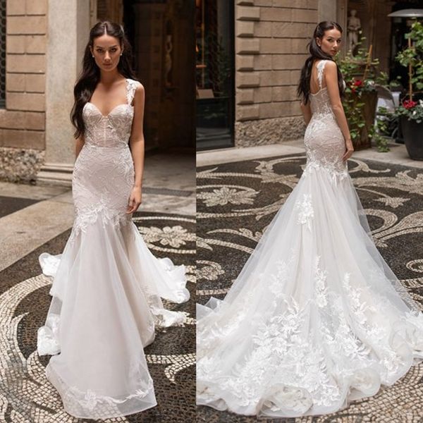 2020 modest idtorez elegant mermaid wedding dresses spaghetti sleeveless lace applique wedding gown sweep train robe de mariée, White
2020 modest idtorez elegant mermaid wedding dresses spaghetti sleeveless lace applique wedding gown sweep train robe de mariée, White