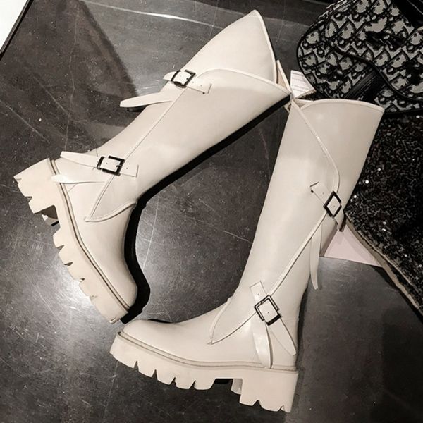 winter women fashion knee high boots block med heels thick platform shoes knight boots buckle genuine leather biker riding boots, Black
winter women fashion knee high boots block med heels thick platform shoes knight boots buckle genuine leather biker riding boots, Black