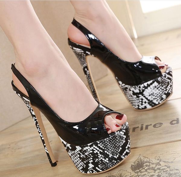 2020 new platform sandals pumps peep toe super 16cm thin high heels sandals back strap fashion patent leather party shoe, Black
2020 new platform sandals pumps peep toe super 16cm thin high heels sandals back strap fashion patent leather party shoe, Black