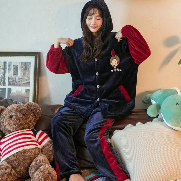 pajamas for women winter warm sleepwear velvet home clothes hooded animal cute cartoon 2 pieces pajamas set thickening pijamas, Black;red
pajamas for women winter warm sleepwear velvet home clothes hooded animal cute cartoon 2 pieces pajamas set thickening pijamas, Black;red