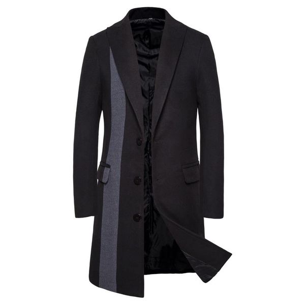 men's wool & blends smart casual woollen overcoat patchwork male windbreaker coats winter autumn high-quality pocket jacket, Black
men's wool & blends smart casual woollen overcoat patchwork male windbreaker coats winter autumn high-quality pocket jacket, Black