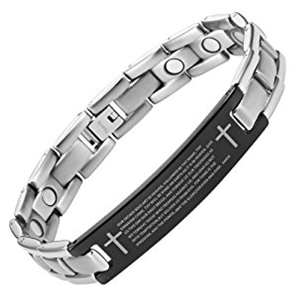 fashion bracelet men stainless steel english bible lord's prayer cross bracelet link wristband vintage wrist bracelet silver dhl h298f, Black
fashion bracelet men stainless steel english bible lord's prayer cross bracelet link wristband vintage wrist bracelet silver dhl h298f, Black