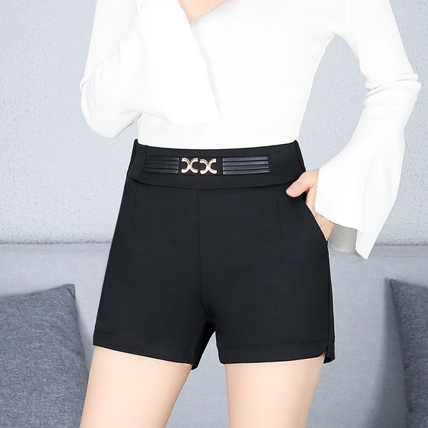 women's shorts summer plus large size high waist ladies fashion slim casual women suit straight feminine, White;black
women's shorts summer plus large size high waist ladies fashion slim casual women suit straight feminine, White;black