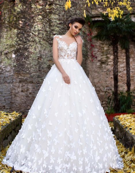 butterfly appliques ball gown wedding dresses with illusion sleeveless wedding gowns lace handmade flowers bridal dress dh4088, White
butterfly appliques ball gown wedding dresses with illusion sleeveless wedding gowns lace handmade flowers bridal dress dh4088, White