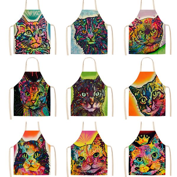 parent-child kitchen apron cartoon colorful cat print sleeveless cotton linen aprons for kids men women home cleaning tools
parent-child kitchen apron cartoon colorful cat print sleeveless cotton linen aprons for kids men women home cleaning tools