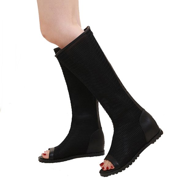 woman boots shoes summer open toe long boots leisure 5cm wedge heel black mesh high knee female cross strappy shoes
woman boots shoes summer open toe long boots leisure 5cm wedge heel black mesh high knee female cross strappy shoes