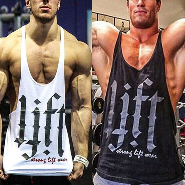 men sleeveless bodybuilding fitness sport muscle vest tank singlet for summer ql sale, White;black
men sleeveless bodybuilding fitness sport muscle vest tank singlet for summer ql sale, White;black