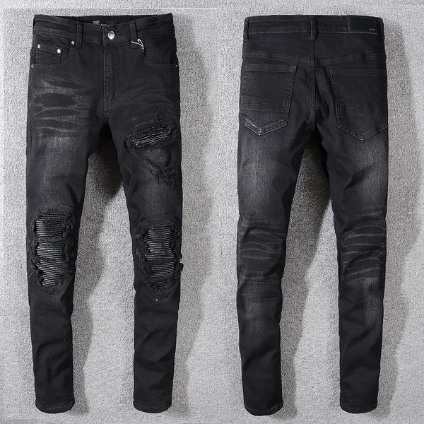 20"ss solid classic style straight denim designer men's motorcycle biker jeans washed design casua lslim summer skinny ripped qual, Blue
20"ss solid classic style straight denim designer men's motorcycle biker jeans washed design casua lslim summer skinny ripped qual, Blue