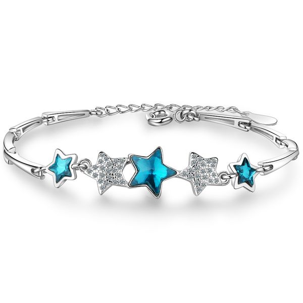 blue five-pointed star bracelet artificial crystal bracelet temperament hand jewelry womens, Golden;silver
blue five-pointed star bracelet artificial crystal bracelet temperament hand jewelry womens, Golden;silver