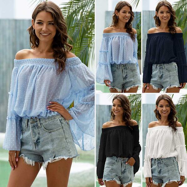 new arrival women chiffon blouse shirt long sleeve word shouder loose neckline floral casual chiffon shirt, White
new arrival women chiffon blouse shirt long sleeve word shouder loose neckline floral casual chiffon shirt, White