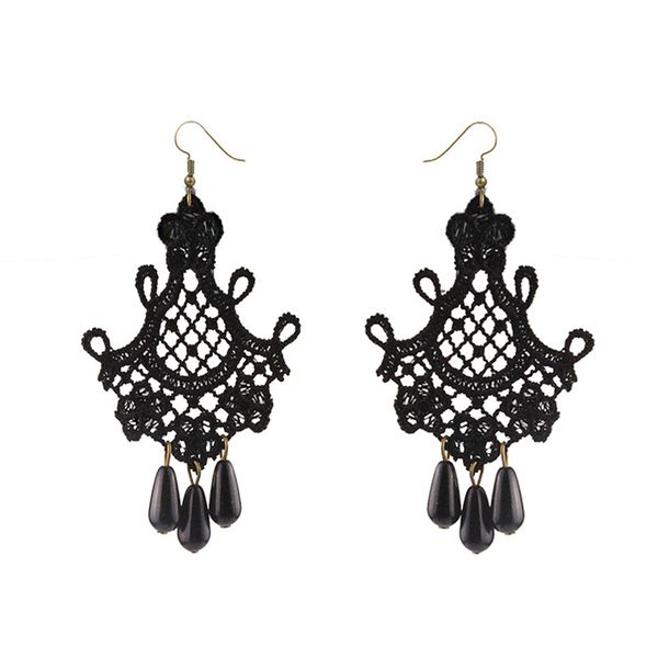 retro earrings black lace dangle drop earrings for women lace hollow out flower long earring european and american style, Silver
retro earrings black lace dangle drop earrings for women lace hollow out flower long earring european and american style, Silver