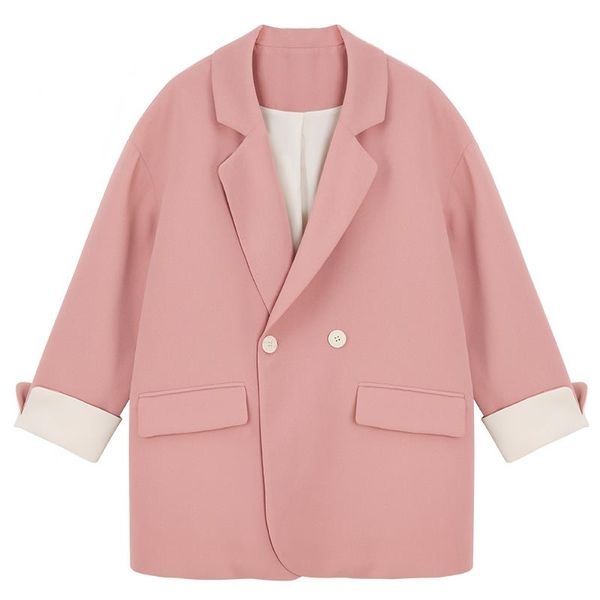 2019 spring and autumn new korean version net red pink blazer coat women's double breasted loose casual chic suit, White;black
2019 spring and autumn new korean version net red pink blazer coat women's double breasted loose casual chic suit, White;black